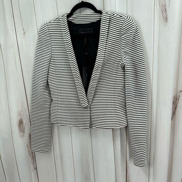 BCBG Women’s Small Black White Striped Hendrix Blazer New - Picture 1 of 6
